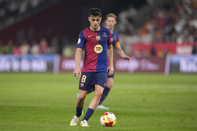 Pedri Gonzalez of FC Barcelona in action during the Spanish Cup, Copa del Rey, Final football match played between FC Barcelona and Real Madrid at La Cartuja Stadium on April 26, 2025 in Sevilla, Spain.
