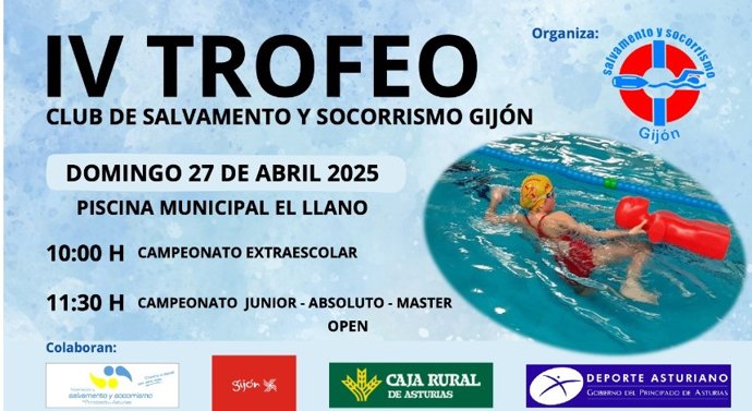 Cartel del IV Trofeo de Salvamento y Socorrismo en Gijón.