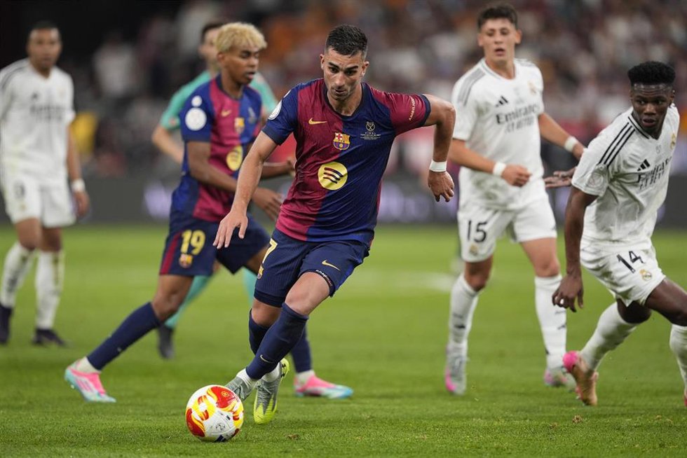Ferran Torres of FC Barcelona in action during the Spanish Cup, Copa del Rey, Final football match played between FC Barcelona and Real Madrid at La Cartuja Stadium on April 26, 2025 in Sevilla, Spain.
