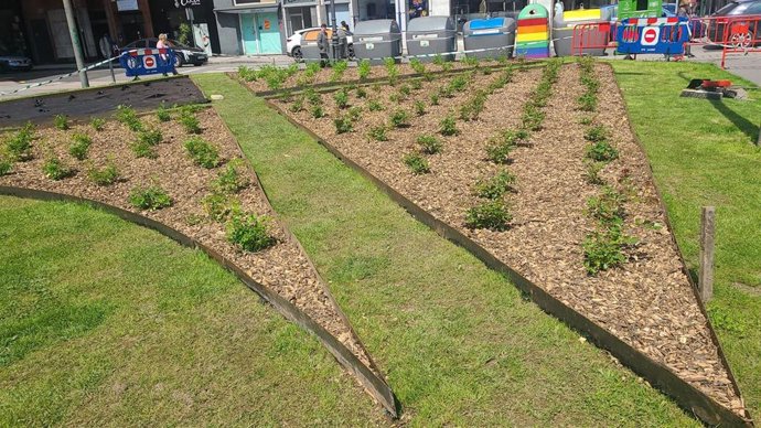 Trabajos de mejora del parque Dorado de Sama.