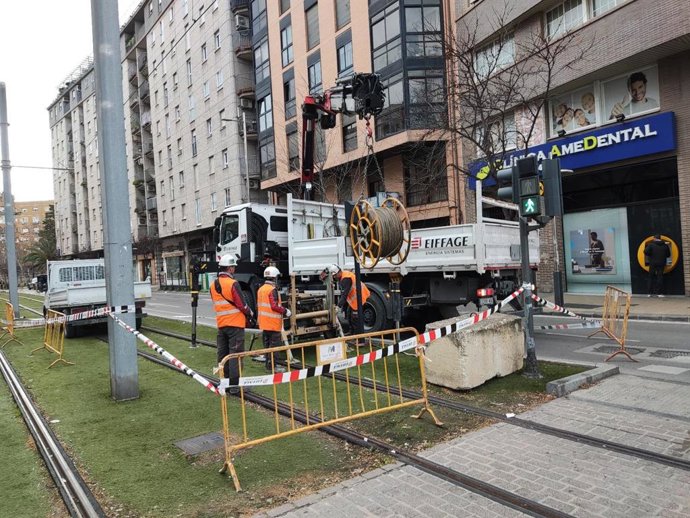 Archivo - Imagen de archivo de las obras del tranvía de Jaén.