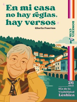 Cartel del V Descenso LGTBIQ+, dedicado a la memoria de la poeta Gloria Fuertes.