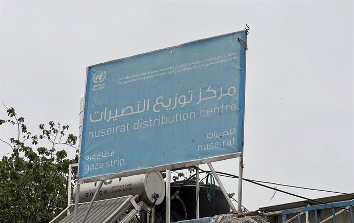 Almacén de la UNRWA en el campamento de refugiados de Nuseirat
