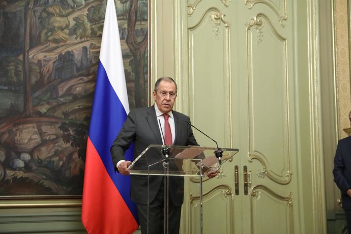 Archivo - 29 de março de 2023, MOSCOU, MOSCOU, MOSCOU: O ministro das Relações Exteriores do Irã, HOSSEIN AMIR-ABDOLLAHIAN (sem ser visto), e o ministro das Relações Exteriores da Rússia, SERGEI LAVROV, participam de uma coletiva de imprensa conjunta após