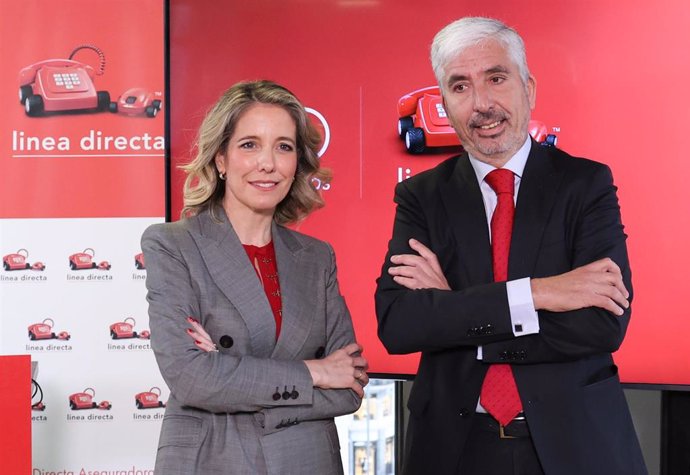 Archivo - La consejera delegada de Línea Directa Aseguradora, Patricia Ayuela, y el director de Finanzas, Carlos Rodríguez, durante la presentación de resultados de Línea Directa del ejercicio 2024, a 29 de enero de 2025 en Madrid.