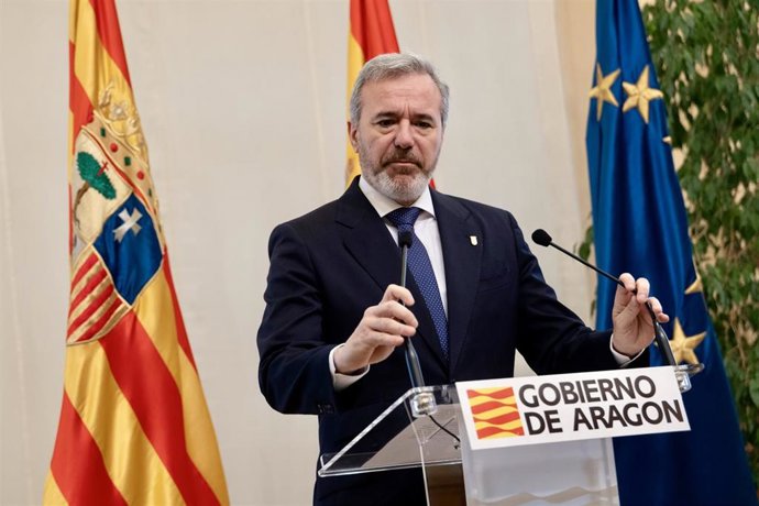 El presidente del Gobierno de Aragón, Jorge Azcón, durante el anuncio de la nueva inversión.