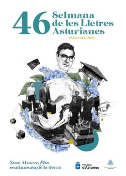 Cartelu de la  Selmana de les Lletres Asturianes.
