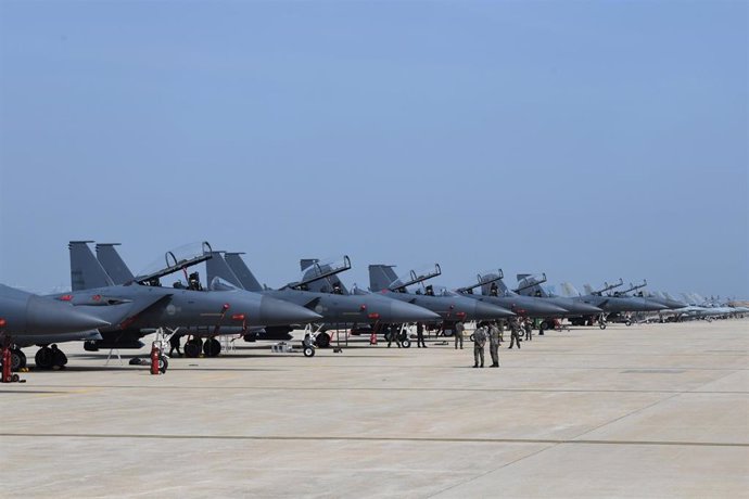 Archivo - Ejercicio aéreo conjunto Estados Unidos-Corea del Sur en Gunsan. 