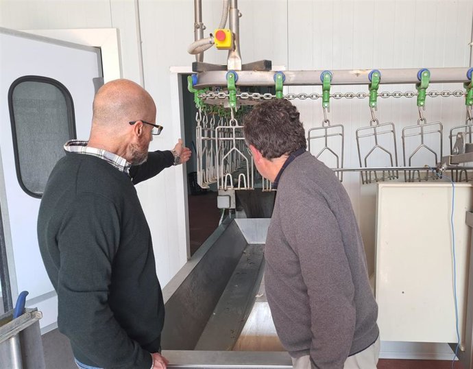 Ell conseller de Agricultura, Joan Simonet, durante una visita al matadero de Inca