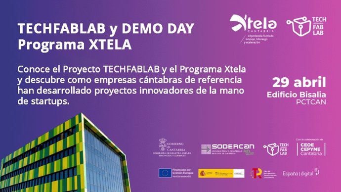 Cartel del 'Demo Day' del programa Xtela de SODERCAN