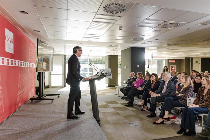 Archivo - El presidente de la CNMV, Carlos San Basilio, interviene durante la presentación del plan de actividades para 2025, en la sede de la Comisión Nacional del Mercado de Valores (CNMV), a 26 de febrero de 2025, en Madrid (España). El Plan de Activid