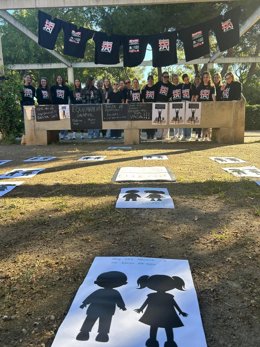 Trabajadores de las 'escoletes' extrenalizadas de Palma, durante la huelga.