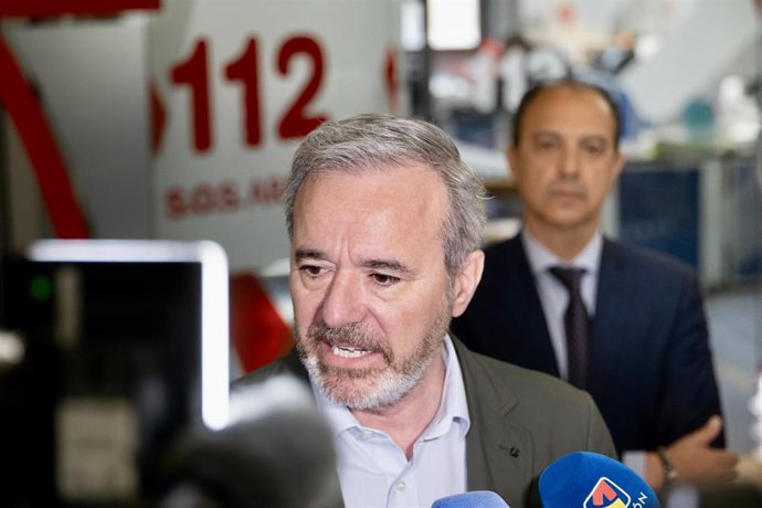 El presidente del Gobierno de Aragón, Jorge Azcón, tras la reunión del CECOPI.