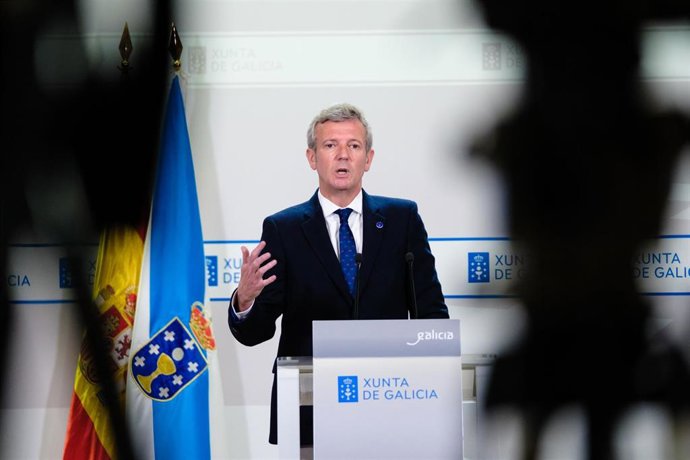 O presidente da Xunta, Alfonso Rueda, na rolda de prensa posterior ao Consello