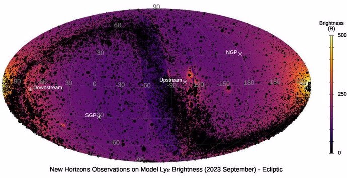 Las extensas observaciones de las emisiones Lyman-alfa de la misión New Horizons de la NASA dirigida por SwRI han dado como resultado el primer mapa jamás creado de la galaxia en luz Lyman-alfa.