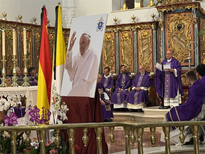 Misa funeral celebrada este lunes en Huelva por el papa Francisco.