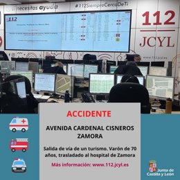 Gráfico elaborado por el 112 con datos del accidente ocurrido este martes en Zamora capital