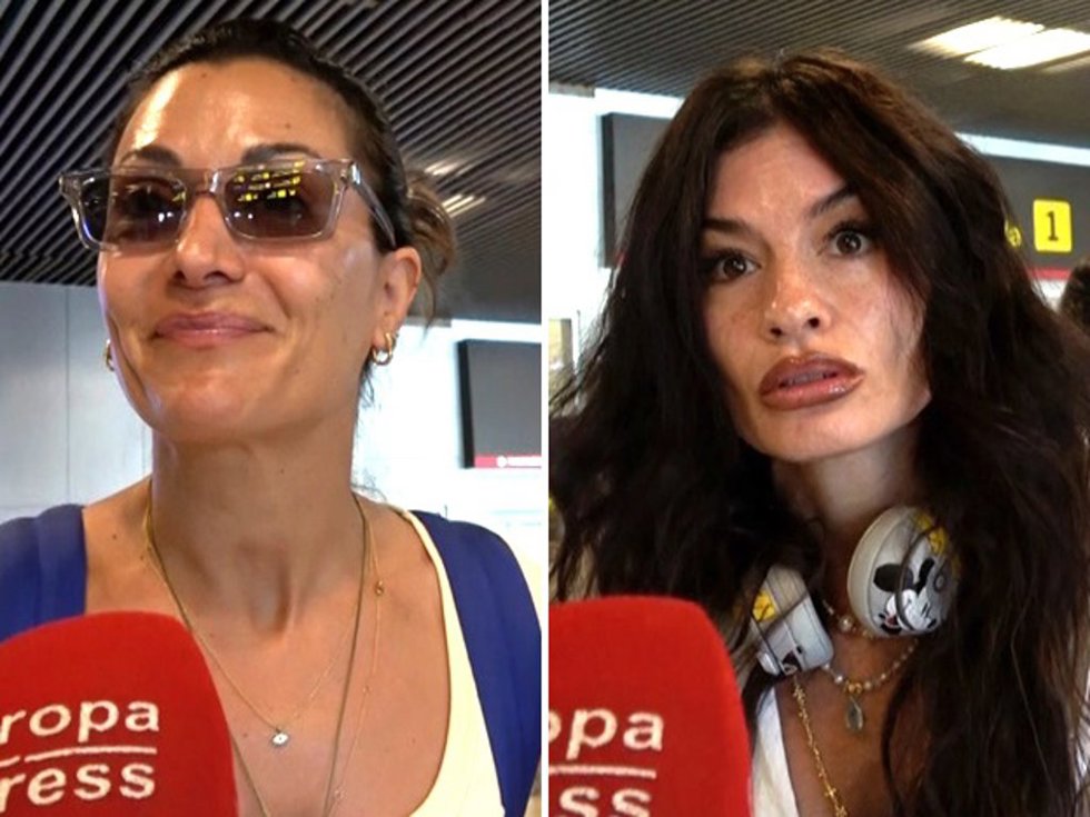 Nagore Robles y Madame de Rosa a su llegada a Madrid tras la despedida de soltera de Susana Bicho