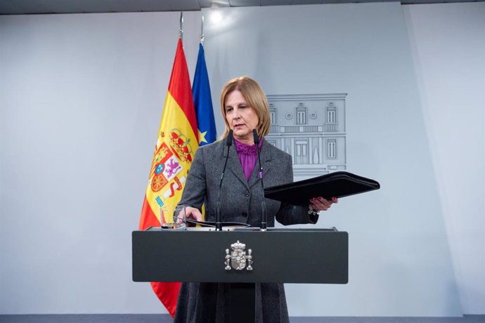 Archivo - La presidenta de la Federación de Municipios y Provincias (FEMP) y alcaldesa de Jerez, María José García- Pelayo, durante una rueda de prensa tras una reunión, en el Complejo de la Moncloa, a 25 de noviembre de 2024, en Madrid (España). 