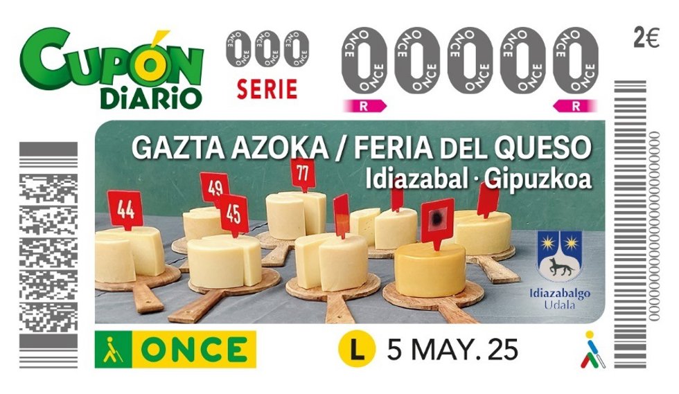 La Feria del Queso Idiazabal protagoniza el cupón de la ONCE del sorteo del lunes 5 de mayo