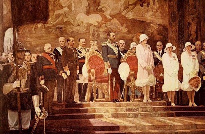 Lienzo "Inauguración de la Exposición Iberoamericana de 1929 por don Alfonso XIII",