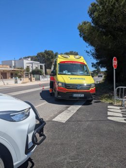 La ambulancia, en el lugar del siniestro.