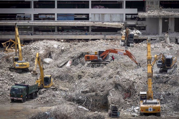 Imagen de archivo de la zona donde se produjo el derrumbe del edificio en construcción de Bangkok.