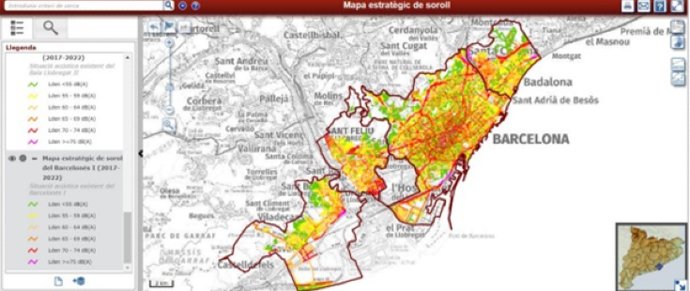 Mapa del ruido de algunas aglomeraciones catalanas