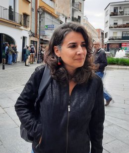 La portavoz de Unidas por Extremadura, Irene de Miguel, en declaraciones a los medios