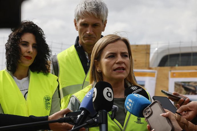 Bernabé atén als mitjans després de visitar les obres del pont de la A-7