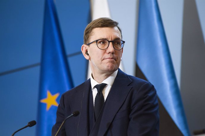 Archivo - December 11, 2024, Warsaw, Masovian Voivodeship, Poland: Estonia's PM Kristen Michal speaks at a press conference with Prime Minister Donald Tusk (not in view). The Estonian Prime Minister, Kristen Michal visited Warsaw and met with Donald Tusk 