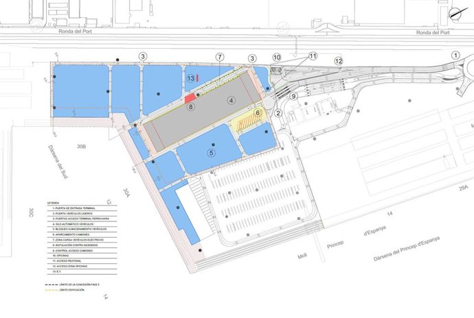 Plano de la futura terminal de vehículos de NYK en Barcelona