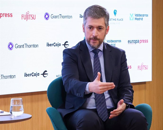 El consejero de Presidencia, Justicia y Administración Local de la Comunidad de Madrid, Miguel Ángel García Martín, interviene durante un Desayuno Madrid
