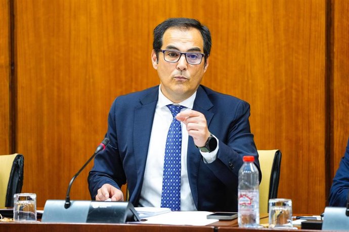 El consejero de Justicia de la Junta de Andalucía, José Antonio Nieto, en la comisión parlamentaria del 30 de abril de 2025.