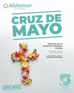 Imagen promocional de la cruz de mayo montada en La Sierra por la Asociación Alzheimer Córdoba.