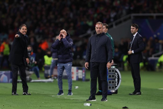 Hansi Flick, head coach of FC Barcelona, looks on during the UEFA Champions League 2024/25 Semi Final First leg, match between FC Barcelona and FC Internazionale Milano at Estadi Olimpic Lluis Companys on April 30, 2025 in Barcelona, Spain.