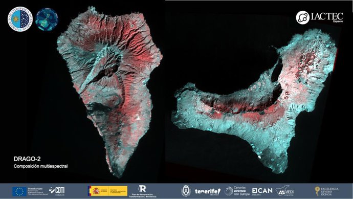 Archivo - Imágenes de La Palma y El Hierro tomadas por la cámara infrarroja DRAGO-2 del satélite ALISIO-1