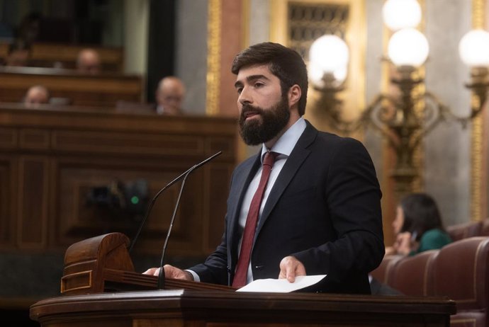 Archivo - Manuel Mariscal, deputado da Vox, fala durante uma sessão plenária no Congresso dos Deputados, em 12 de novembro de 2024, em Madri (Espanha). O Plenário do Congresso realiza hoje a primeira votação dos onze candidatos propostos pela