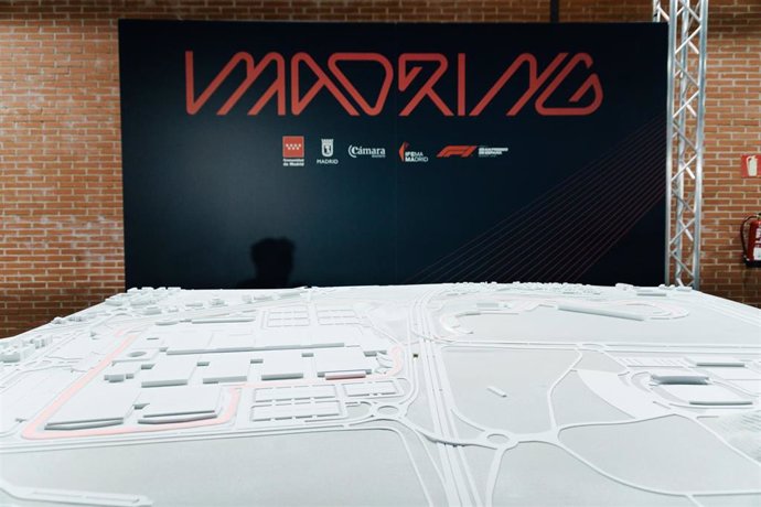 Maqueta del circuito durante la presentación del circuito de Fórmula 1 Madring, en IFEMA Madrid, a 25 de abril de 2025, en Madrid (España). 