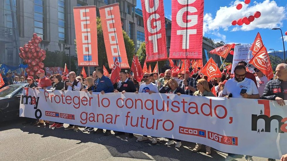Manifestación del 1 de mayo en Mieres.