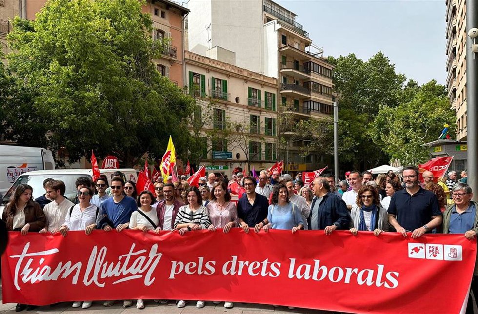 La secretaria general del PSIB-PSOE, Francina Armengol, en la manifestación del 1 de mayo en Palma.