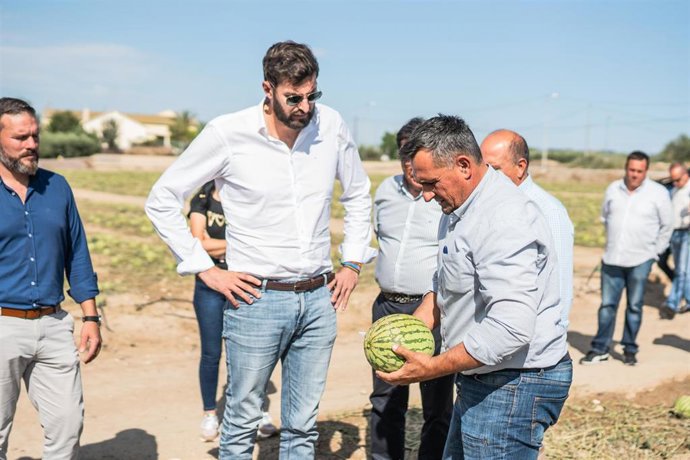 El presidente de VOX en la Región de Murcia, José Ángel Antelo, durante una visita