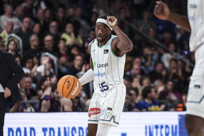 El base estadounidense del Unicaja Kendrick Perry durante un partido de Liga Endesa.