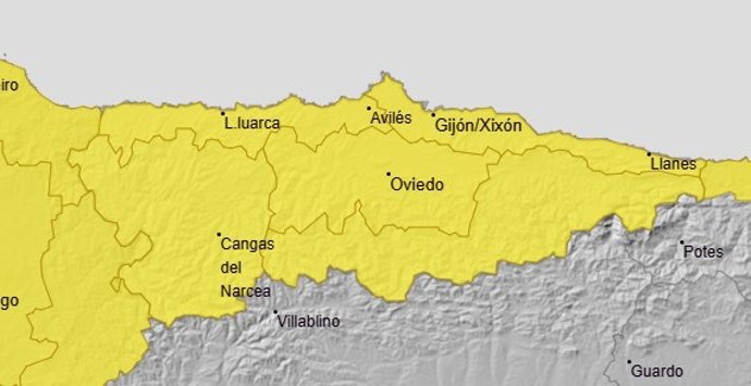 Aviso amarillo en Asturias por lluvia y tormentas este viernes, 2 de mayo de 2025.