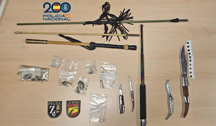 Imagen de las armas intervenidas en la fiesta clandestina celebrada en una nave de Valladolid