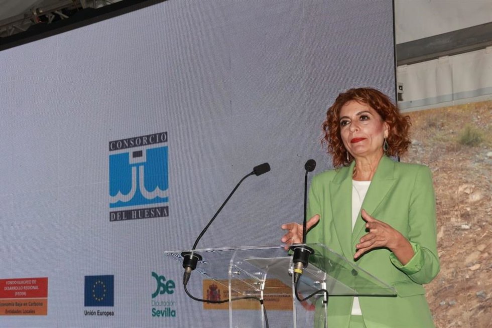 La vicepresidenta primera del Gobierno y ministra de Hacienda, María Jesús Montero, este viernes en Constantina