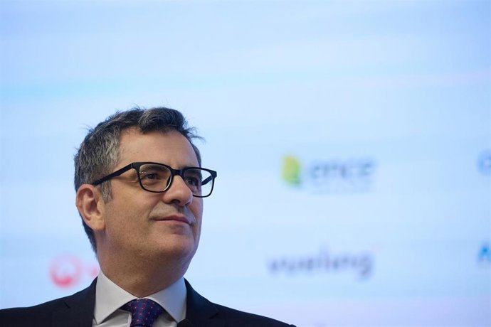 Archivo - El ministro de la Presidencia, Justicia y Relaciones con las Cortes, Félix Bolaños, durante la primera jornada de la V edición del foro ‘Fondos Europeos’ de elDiario.es, en El Beatriz Madrid, a 27 de marzo de 2025, en Madrid (España). ‘elDiario.