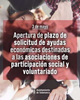 Cartel del Ayuntamiento de Salamanca sobre la solicitud de ayudas a asociaciones