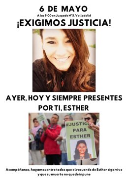 Convocatoria de la nueva concentración de 'Justicia para Esther'.