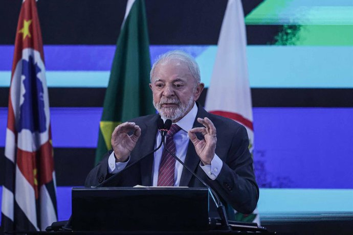 8 de abril de 2025, São Paulo, São Paulo, Brasil: SAO PAULO (SP) 08/04/2025 - Evento / Feicon 2025 - O presidente Luiz Inácio Lula da Silva na cerimônia de abertura da Feicon 2025, evento da indústria da construção que será realizado em São Paulo de 8 a 1